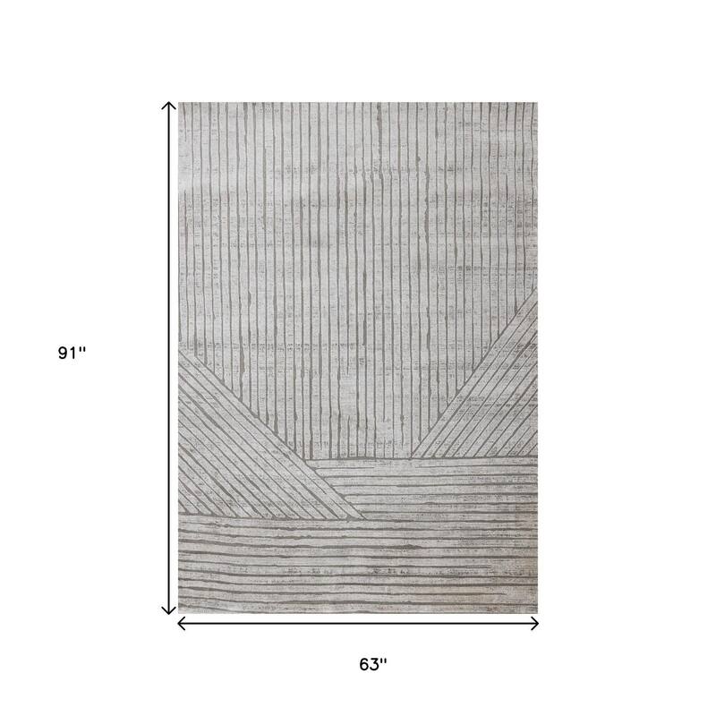 HomeRoots Striped Modern Rectangle Area Rug - 5' X 8'