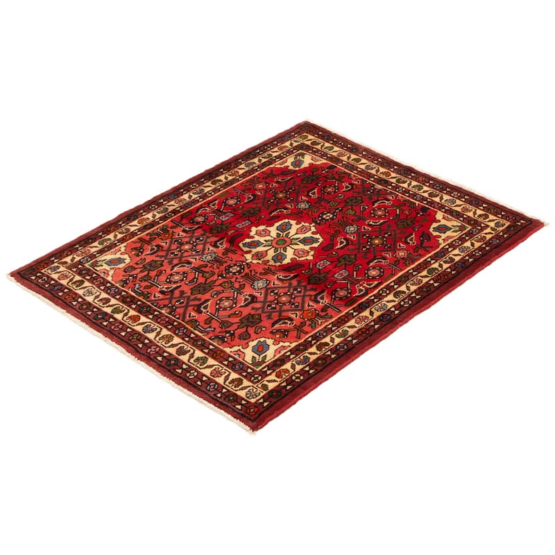 ECARPETGALLERY Hand-knotted Andelz Red Wool Rug - 3'7 x 4'7