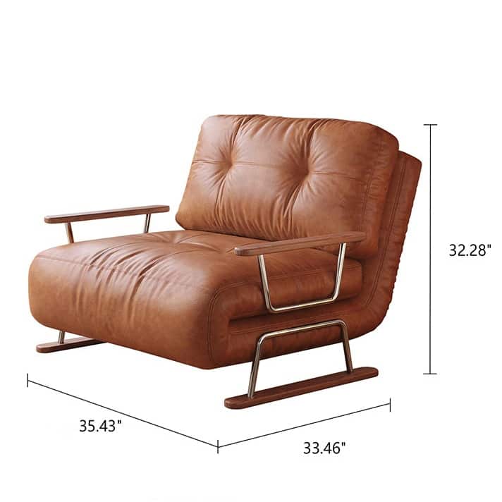JASIWAY Brown Eco-Leather Folding Sofa Bed for Small Spaces