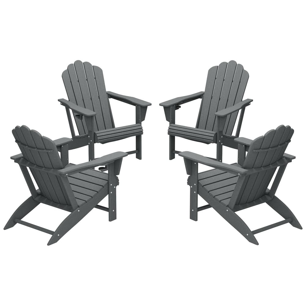 Aderson Outdoor Poly Adirondack Chairs with Cupholders (Set of 4)
