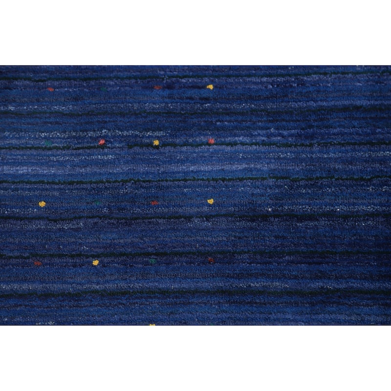 Hand Knotted Oriental 100% Wool Carpet Tribal Tribal Navy Blue & Blues Gabbeh Area Rug - 11' 4'' X 8' 11''