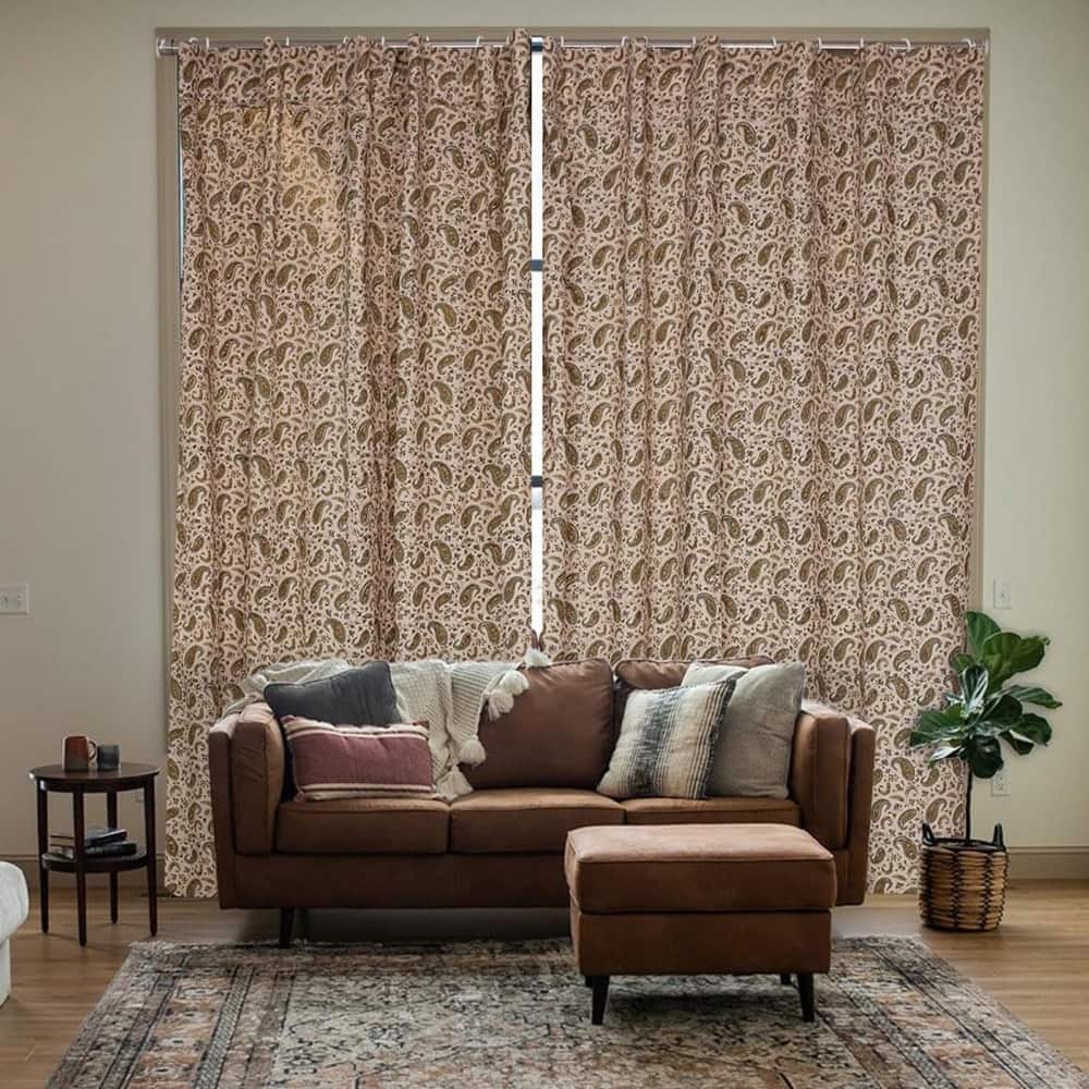 Fabdivine Block Print Curtain or Drape Decorative Home Accent Bed or Living Room