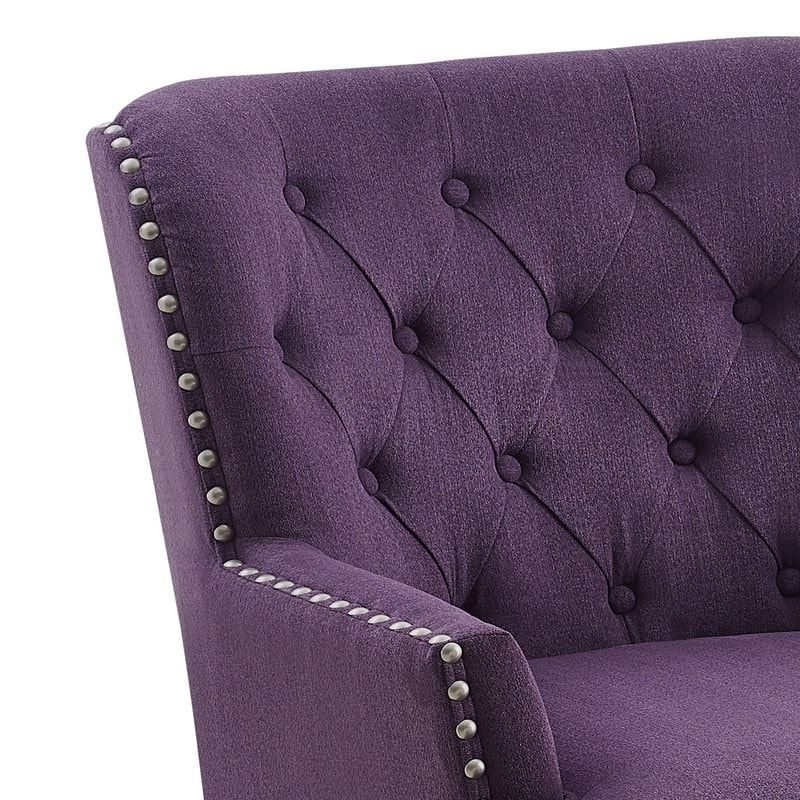 Moser Bay Mignon 30'' Wide Tufted Wingback Accent Chair with Ottoman, Velvet or Linen