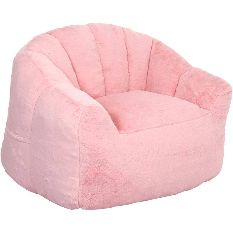 Adults with Armrests Comfy Bean Bag Chair - Pink Leather