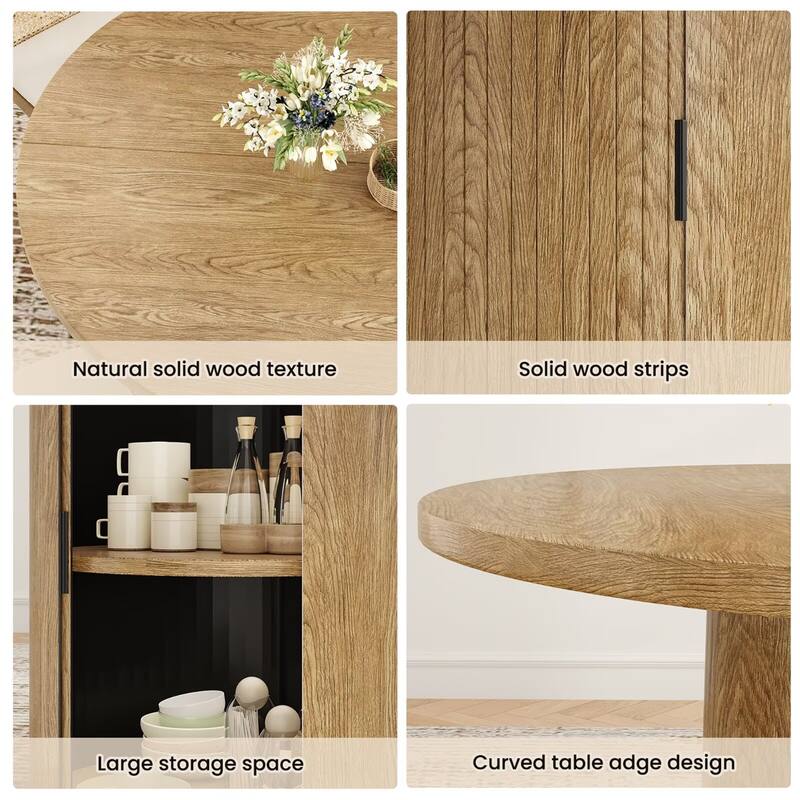 43" Small Round Dining Table with Sturdy Metal Base for 4 People