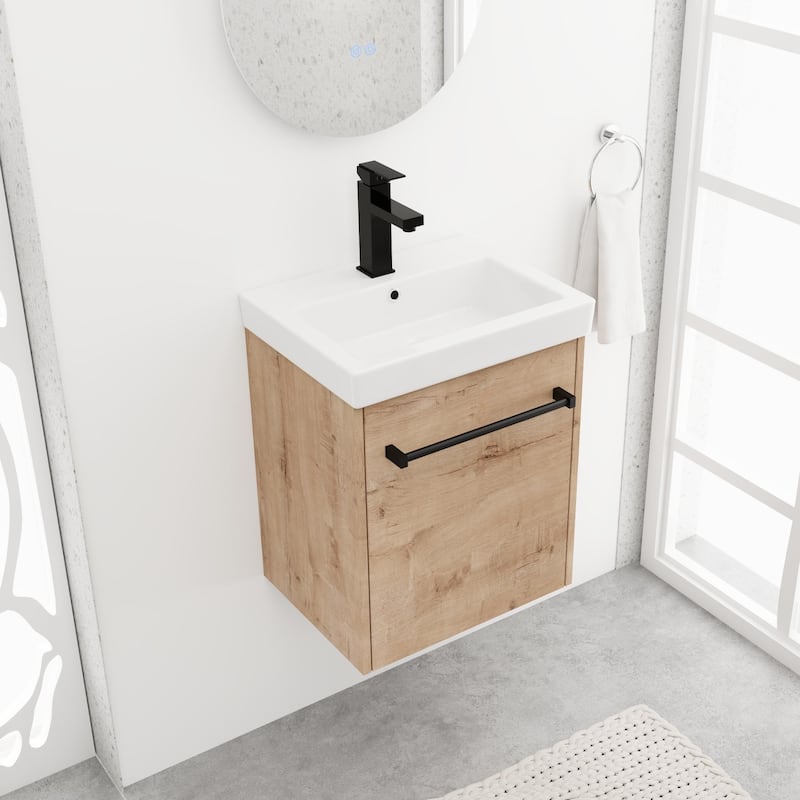 BNK 16/18 Inch Single Sink Bathroom Vanity with Soft Close Door