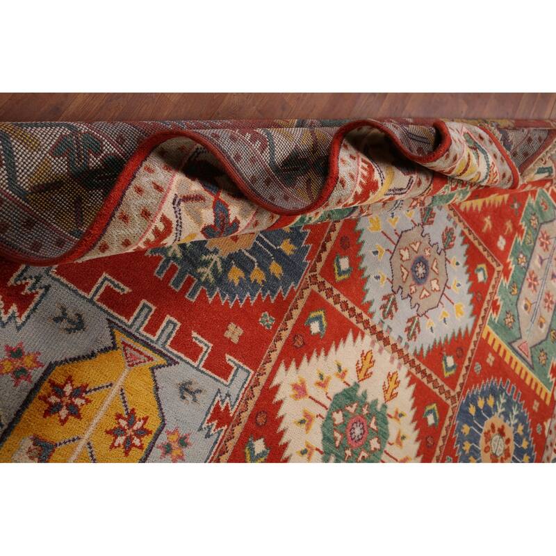 Heriz Serapi Indian Area Rug Handmade Geometric Wool Carpet - 8'10" x 11'9"