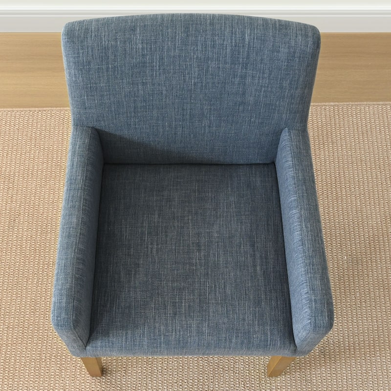 Linen Upholstered Armchairs with Wide Seat, High Back and Solid Wood Legs, Set of 6