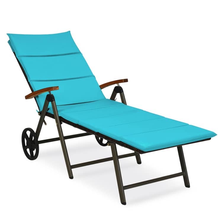 Premium Outdoor Rattan Chaise Lounge Recliner Chair for Relaxation - 56.5"~ 73" x 27.5" x 29.5"~44" (LX WX H)