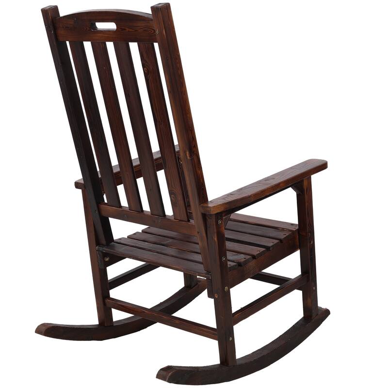 Wooden Oversized Porch Rocker Chair With Wide Seat And Tall Backrest (Excluding the table)