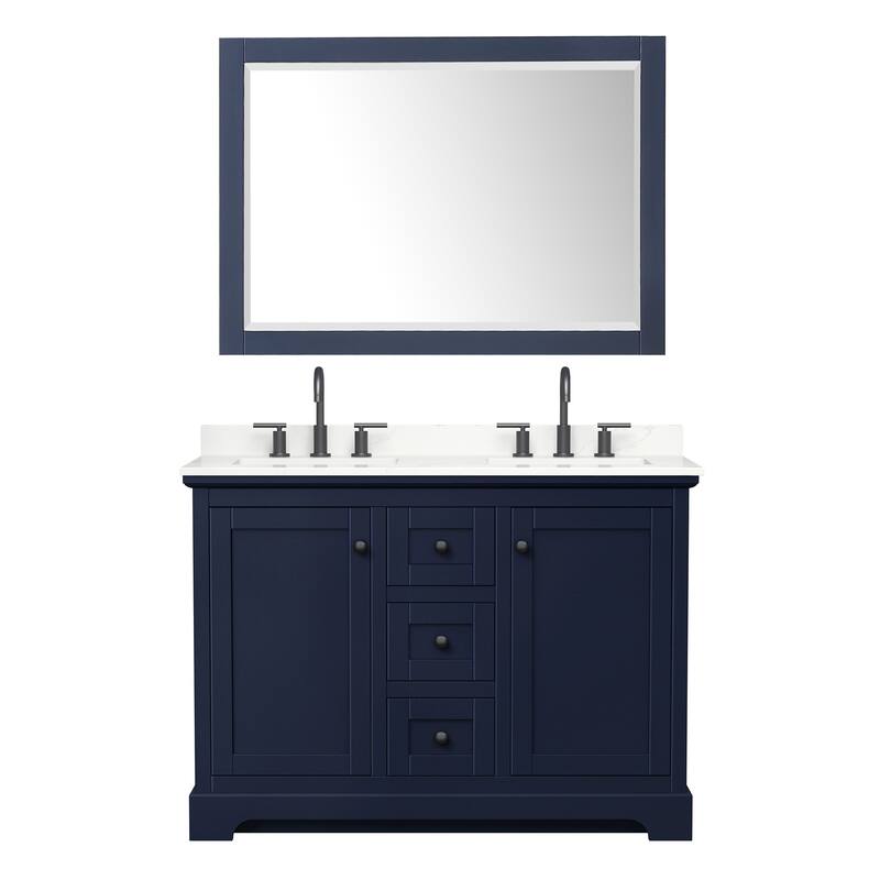 Avery 48-inch Double Vanity, Quartz Top, 46-inch Mirror