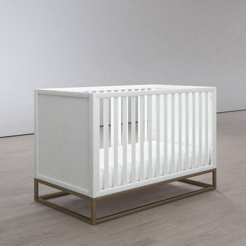 Little Seeds Haven 3 in 1 Convertible Wood Crib with Metal Base