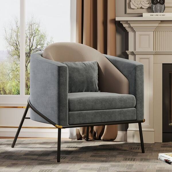 Moasis Modern Upholstered Velvet Accent Chair with Metal legs Bed