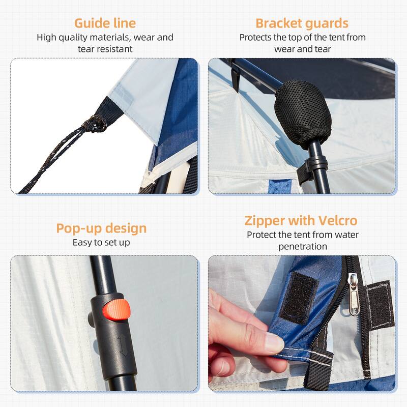 EROMMY Instant Cabin Tent 4/6/8/10 Person - 60 Second Setup, Waterproof Family Camping Tent with Rainfly & Carry Bag, 4-Season