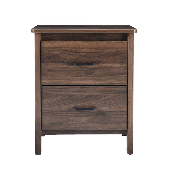 Olimont Contemporary 2 Drawer Nightstand by Christopher Knight Home - Medium Brown
