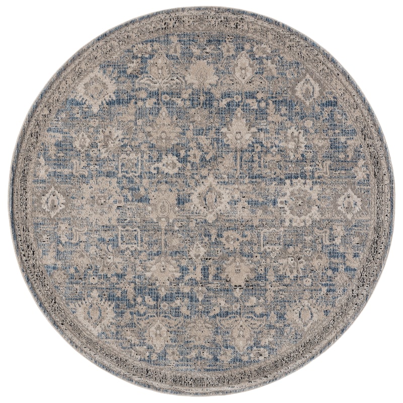 SAFAVIEH Grove Lieschen Traditional Floral Rug - 6'7" Round - Blue/Beige