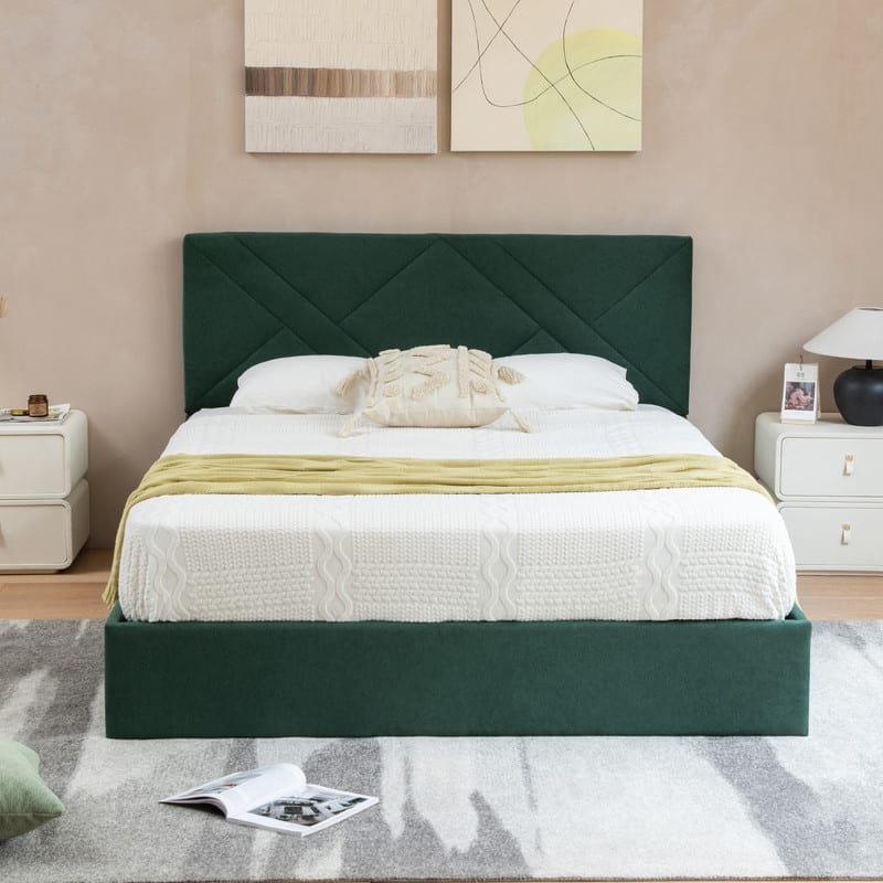 Plywood Frame Full Upholstered Platform Bed