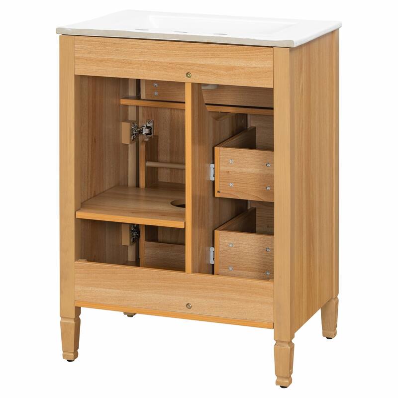 24-Inch Bathroom Vanity with Sink, Solid Wood and MDF Cabinet