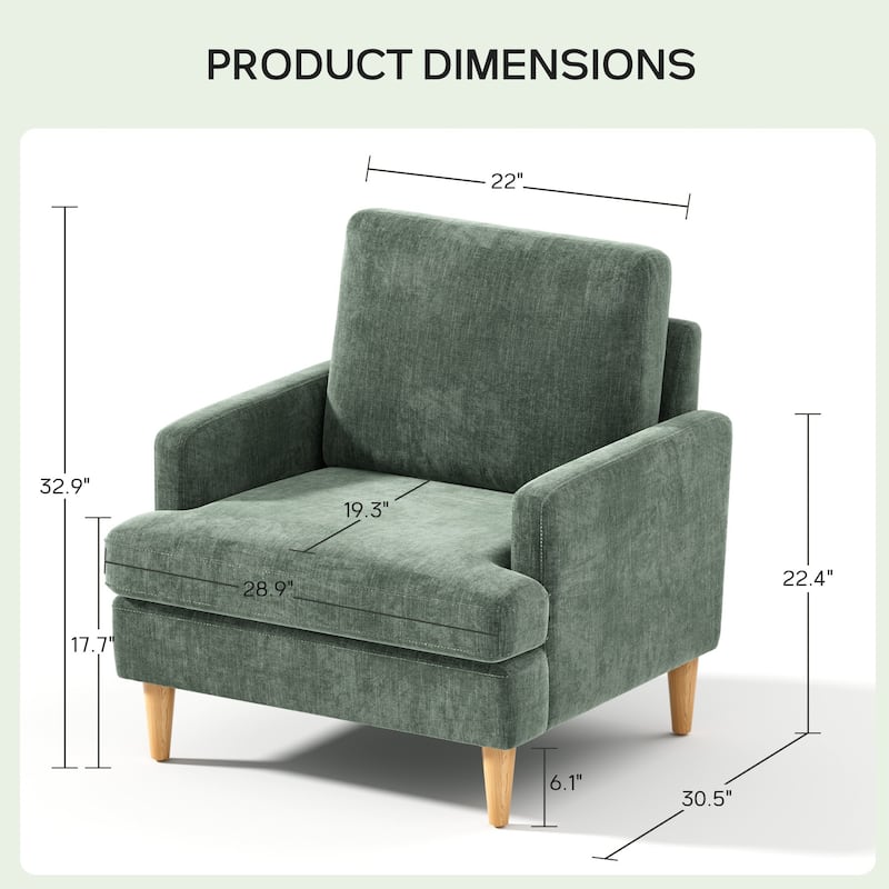 set of 1 Accent Chair for Bedroom Living Room with Wood Legs