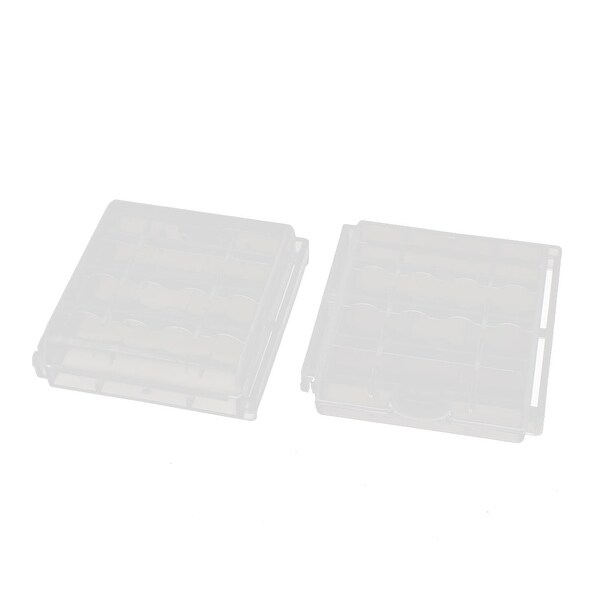2Pcs Transparent Storage Case Plastic Battery Holder Organizer for AA Batteries