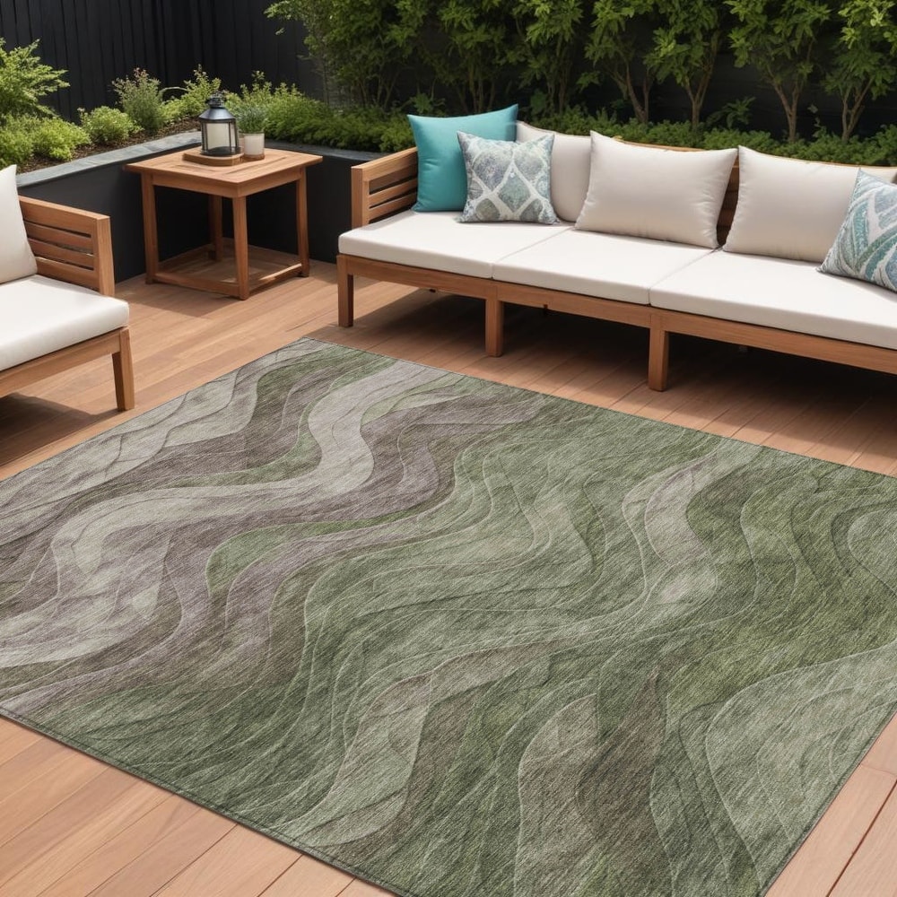HomeRoots Abstract Transitional Rectangle Outdoor Rug