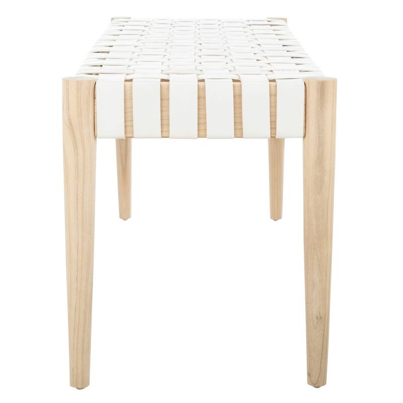 SAFAVIEH Manervia Wood & Leather Bench - 47Wx16Dx18H