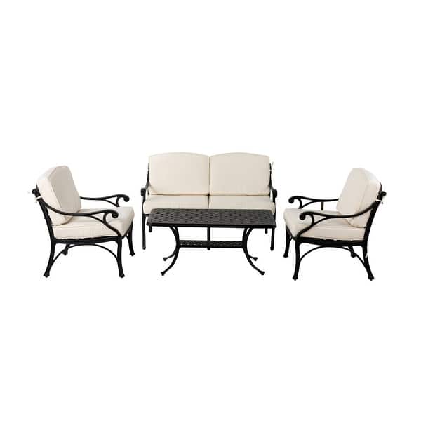 Elm Plus 4Piece Outdoor Cast Aluminum Patio Sectional Sofa Set On