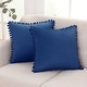 preview thumbnail 13 of 89, Deconovo Velvet Pom-poms Throw Pillow Covers 2 PCS(Cover Only) 16x16 - Navy Blue