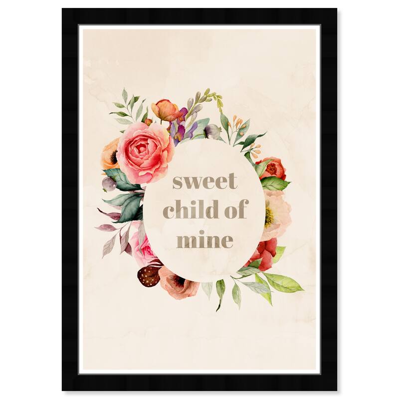 Wynwood Studio Prints Fashion and Glam Sweet Child Of Mine Brown and Tan Shabby Chic Wall Art Canvas Print
