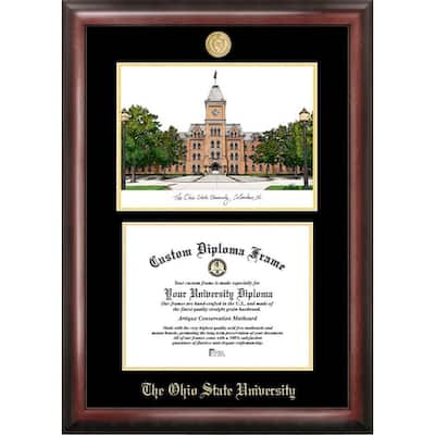 Ohio State University 11w x 8.5h Gold Embossed Diploma Frame with Campus Images Lithograph