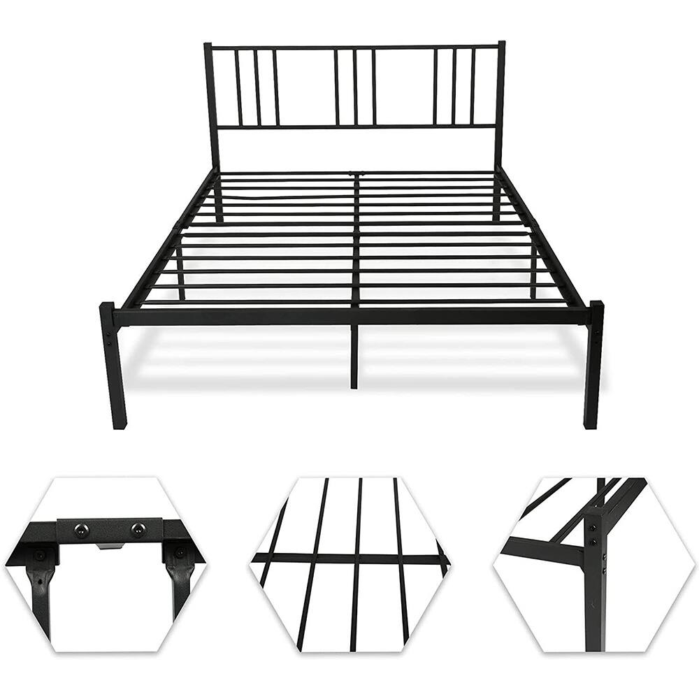 King Size Bed Frame Headboard Foundation Metal Platform, Black Bed Bath & Beyond 36805408
