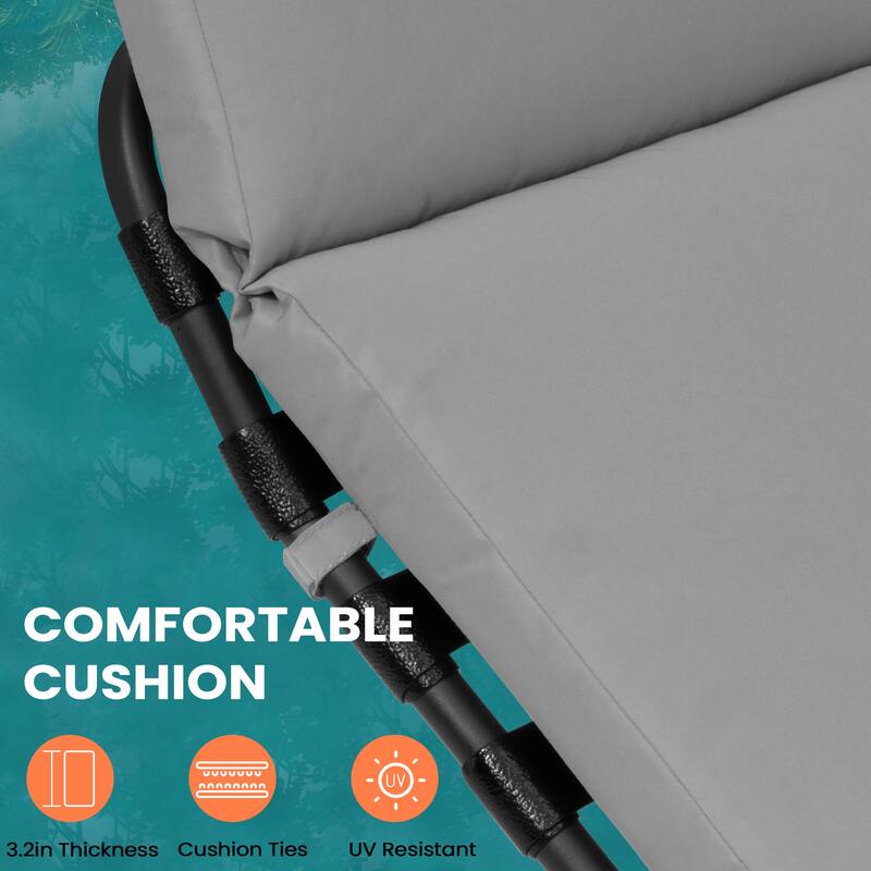 Patio Chaise Lounge Chair Adjustable Outdoor Recliners with Cushion