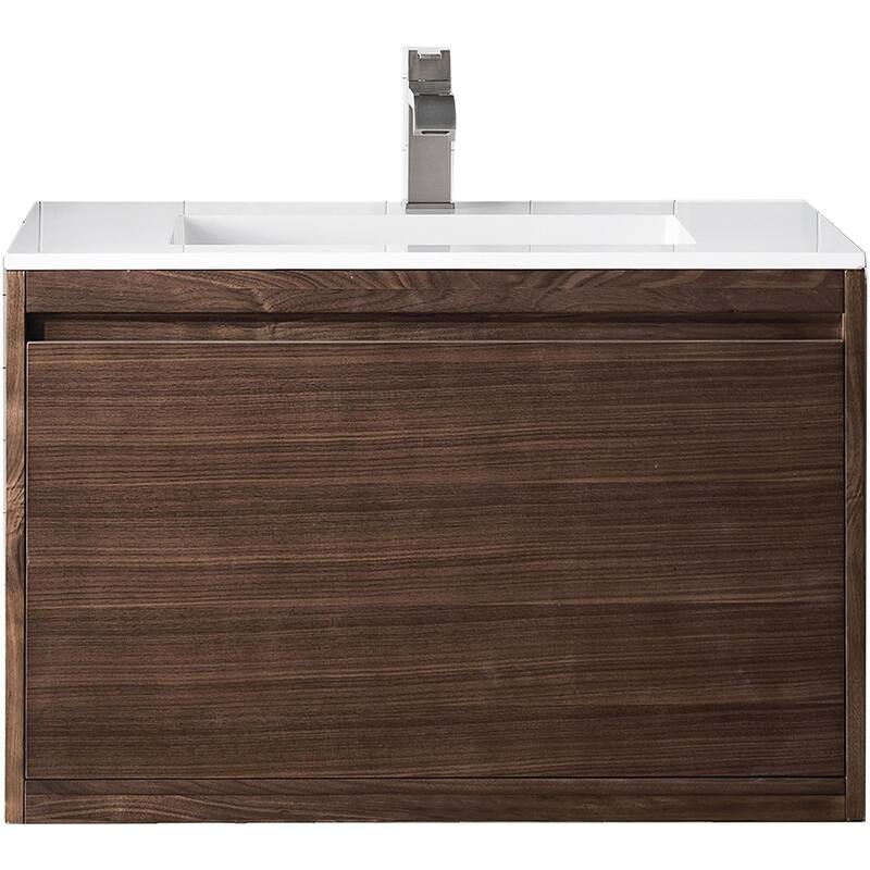 James Martin Vanities 805-V31.5-GW Mantova 32" Wall Mounted Single - Mid-Century Walnut - Walnut Finish