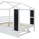 preview thumbnail 13 of 42, Full Size Solid Wood House Bed with Trundle, Fence and Writing Board for Kids, Boys and Girls, Bedroom