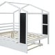 preview thumbnail 12 of 41, Full Size Wood House Bed with Roof & Fence, Multifunction Daybed Frame w/ Writing Board & Trundle for Kids Teens Girls/Boys