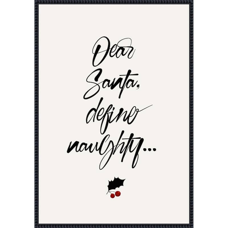 Dear Santa by Eins Kubistika (23 x 33 in.), Framed Canvas Wall Art Print - Sylvie Beaded Black