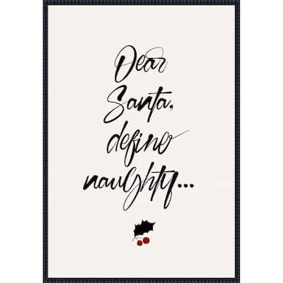 Dear Santa by Eins Kubistika (23 x 33 in.), Framed Canvas Wall Art Print - Sylvie Beaded Black