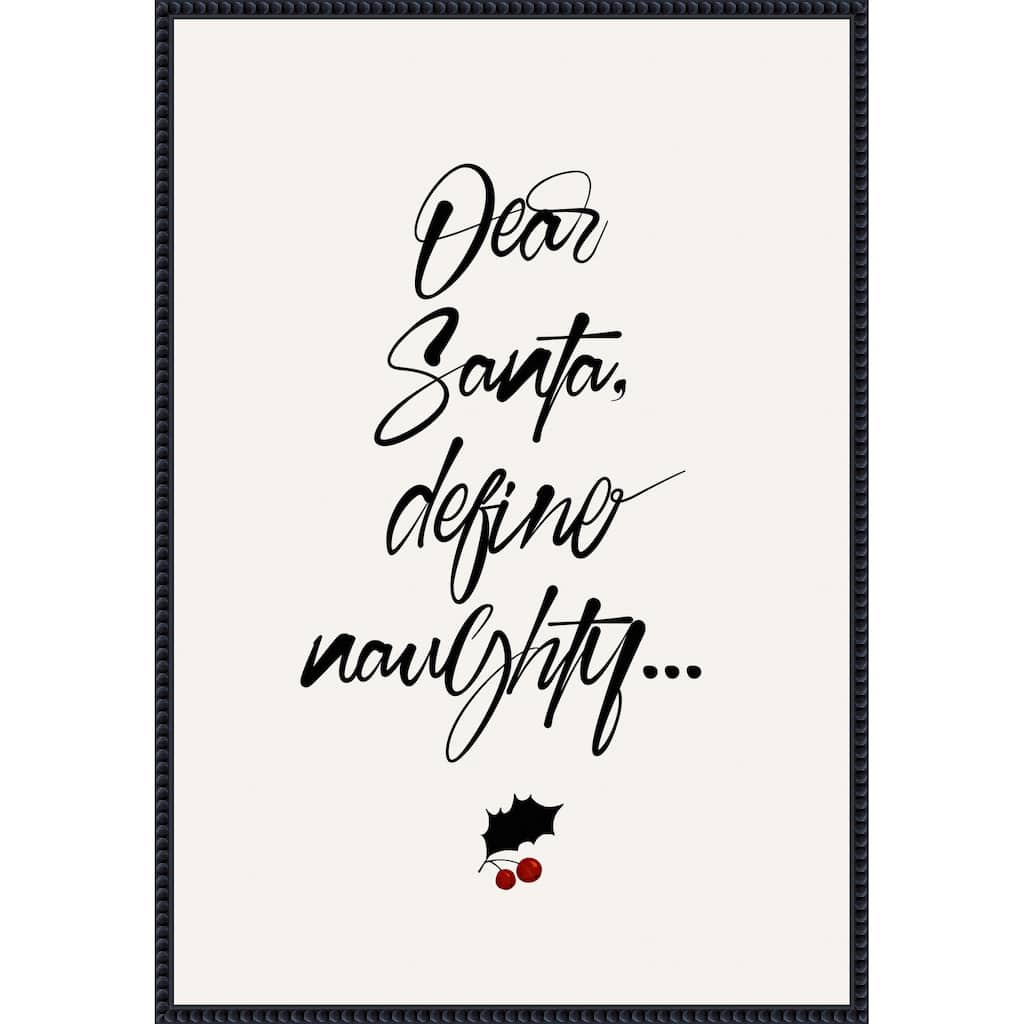Dear Santa by Eins Kubistika (23 x 33 in.), Framed Canvas Wall Art Print - Sylvie Beaded Black