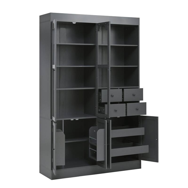 75" Freestanding Buffet with Hutch, Tall Kitchen Pantry Cabinet with Drawers, Shelves and Pull-out Trays for Maximized Storage