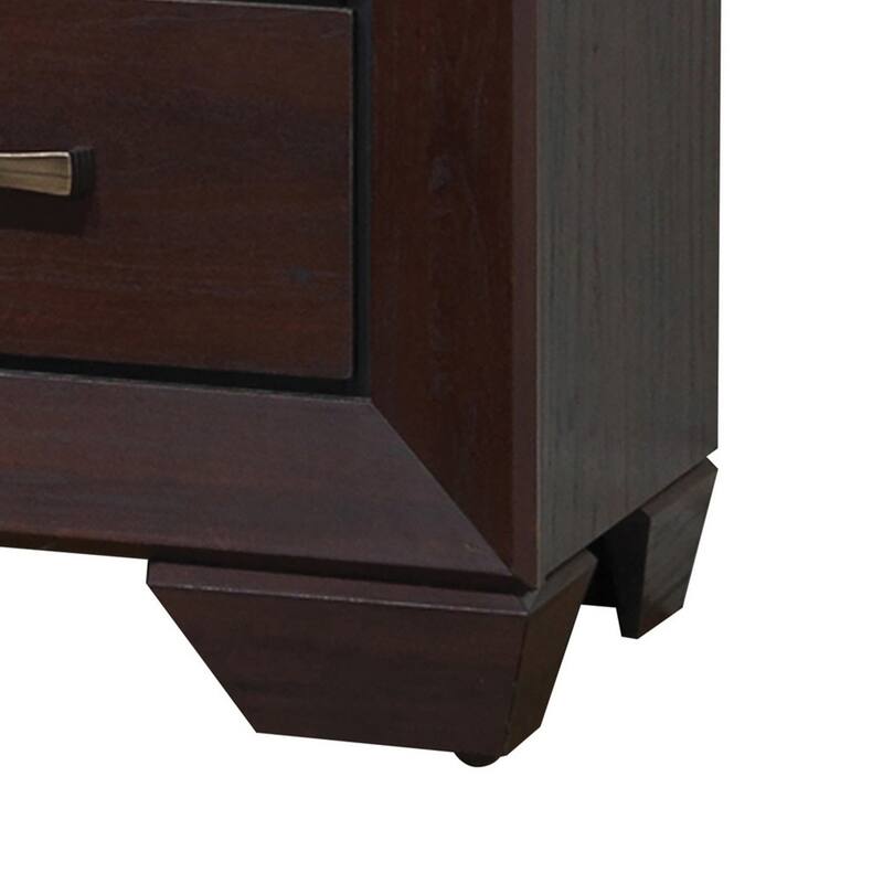Dark Cocoa Brown 2 Drawer 23.5 in. W Nightstand with Sturdy Hardware and Ample Storage