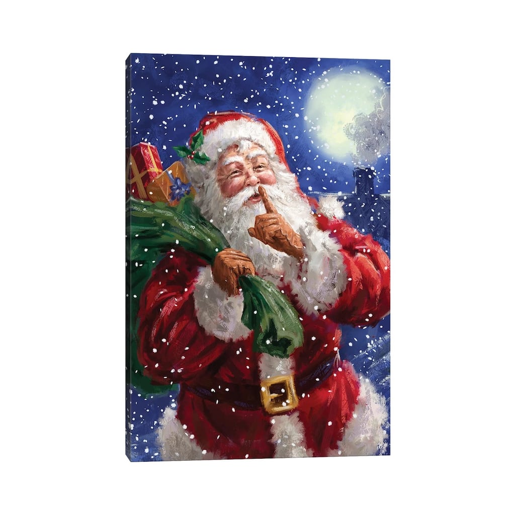 iCanvas "Santa on Blue with moon" by Marcello Corti Canvas Print