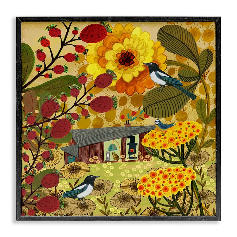 Stupell Warm Autumnal Cottage Framed Giclee Art Design By Kay Widdowson - 17 x 17 - Black