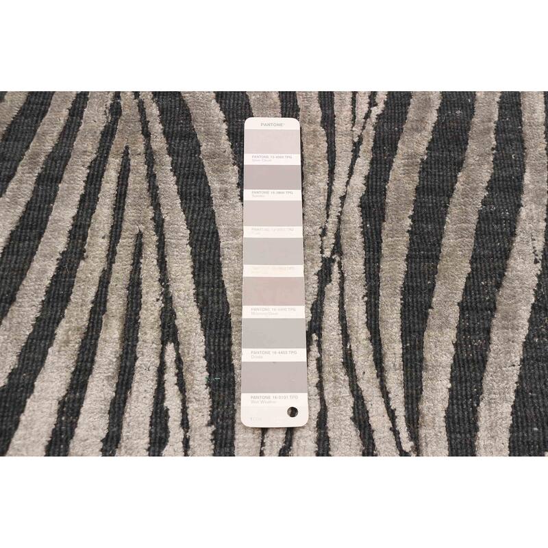 ECARPETGALLERY Hand Loomed Elysian Grey Viscose, Wool Rug - 4'7 x 6'8