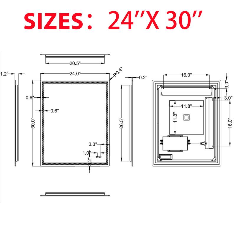 CB HOME LED Bathroom Mirror, Lighted Wall Mounted Mirror, Frameless Vanity Mirror, Anti-Fog, Dimmable,Three Color