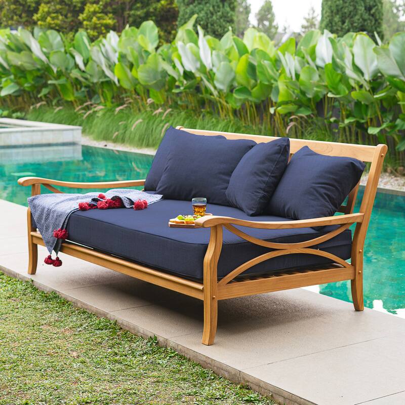 Cambridge Casual Lowell Teak Patio Conversation Set of 4 with Cushion