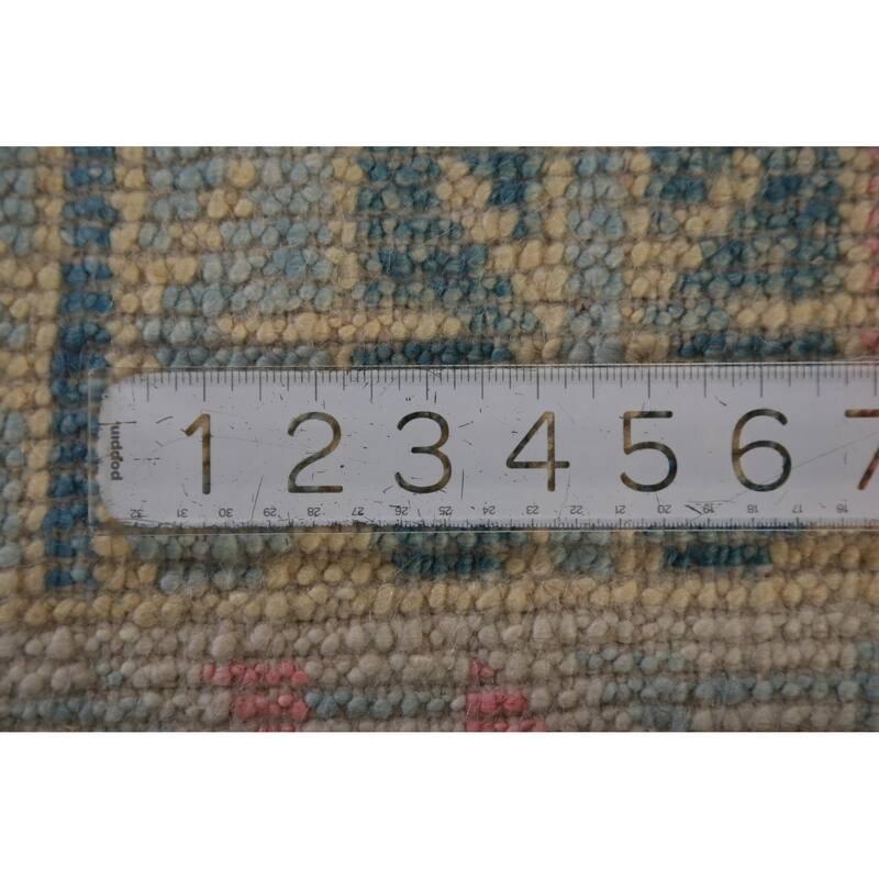 Hand Knotted Oriental 100% Wool Carpet Transitional Geometric Navy Blue & Blues Oushak Runner Rug - 17' 0'' X 3' 3''