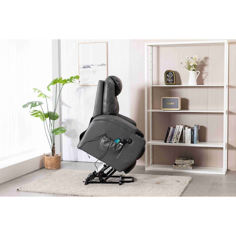 Faux Leather Power Lift Recliner Chair, Heat and Massage by Remote Control