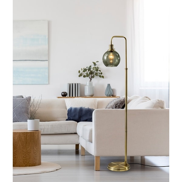 Smoked Glass Floor Lamp Brass