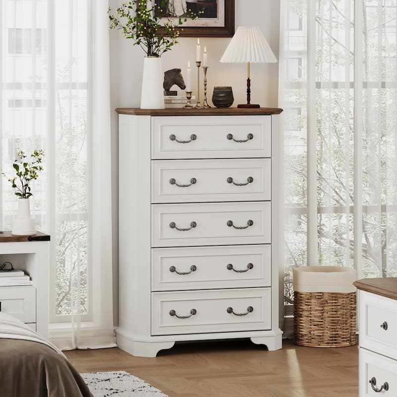 Vintage 5 Drawers Dresser, Bedroom Storage Cabinet, Dressers Organizer