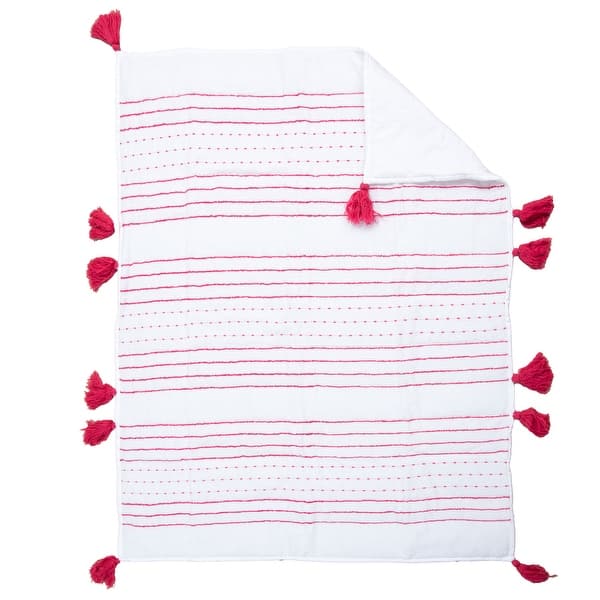 slide 2 of 8, Rizzy Home Rowan Embroidered Striped Crib Quilt - 38" X 50" Bright Pink
